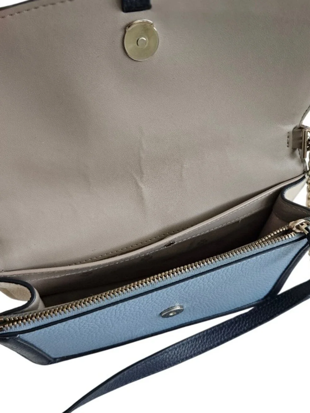 kate spade Colorblocked Flap Two-Tone Light Blue Leather Crossbody Wallet